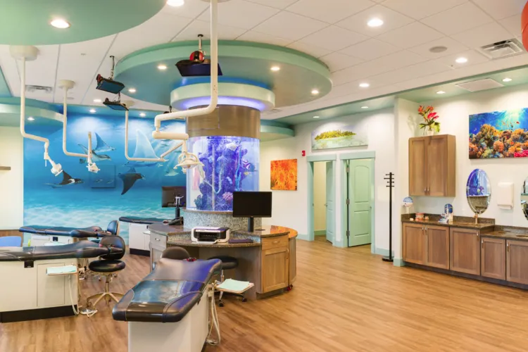 Open-bay pediatric treatment stations at Springville
