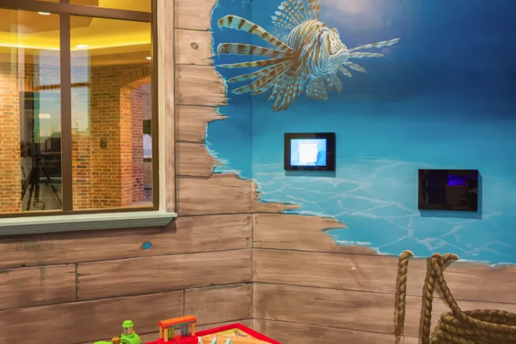 Kid-friendly play area in the Springville waiting room